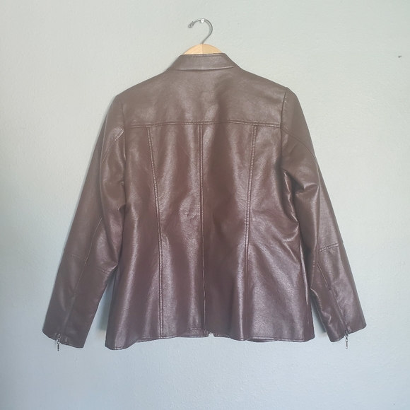 Susan Graver Faux Leather Jacket Size Medium - Picture 6 of 8